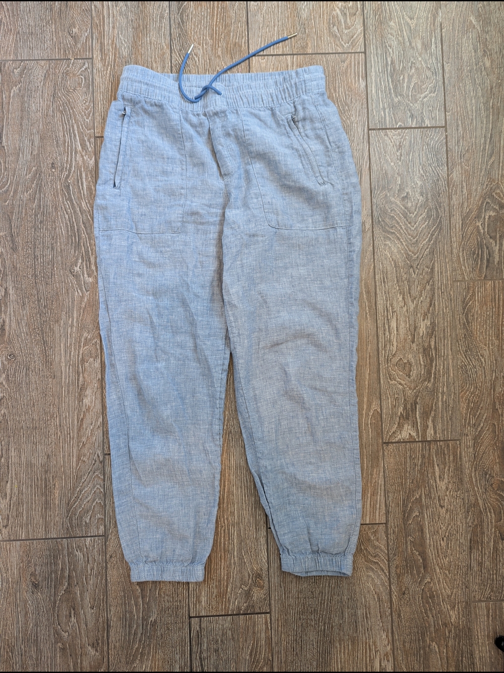 Athleta Cabo Linen Jogger Pant Size 8 Light Blue Medium Pull On
